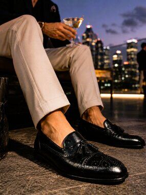 Mezlan Handmade Black Tassel Loafers Men’s Size 10 Spain